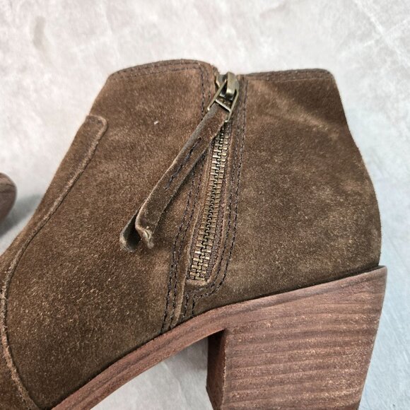 Madewell Western Ankle Booties  7.5 Dark Green Suede Low Block Heel Boots - Picture 11 of 12